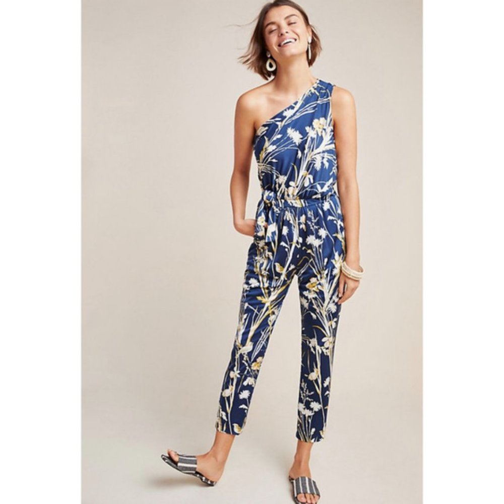 Anthropologie Maeve Keaton One-Shoulder Jumpsuit L